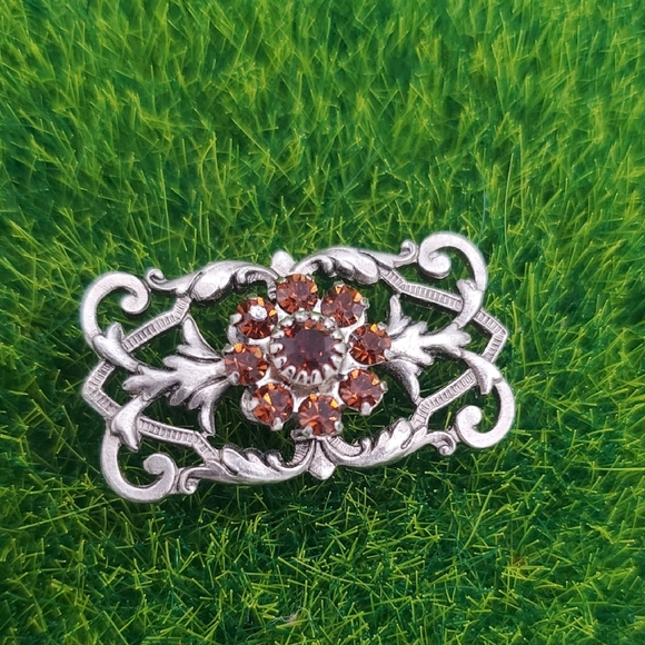 Amber Crystal Filigree Pendant P313 - Picture 1 of 5
